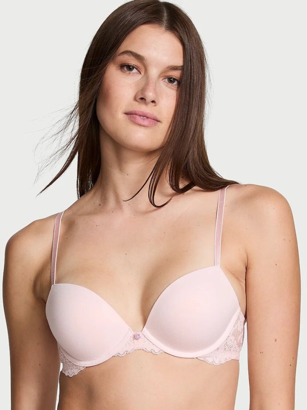 Victoria's Secret Dream Angels Smooth & Lace Push-Up Bra Size 34D Purest Pink